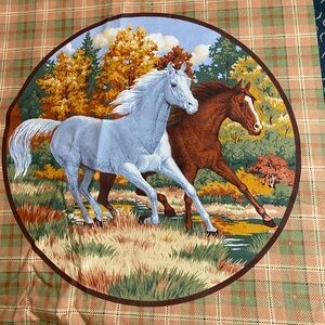 Wamsutta OTC Western Horse print Fabric Panel. 8 Blocks for Pillow or Quilting.